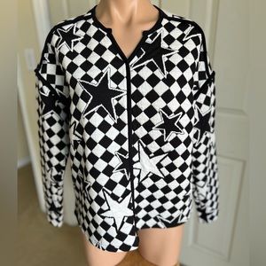 NWT checkered star quilted pullover